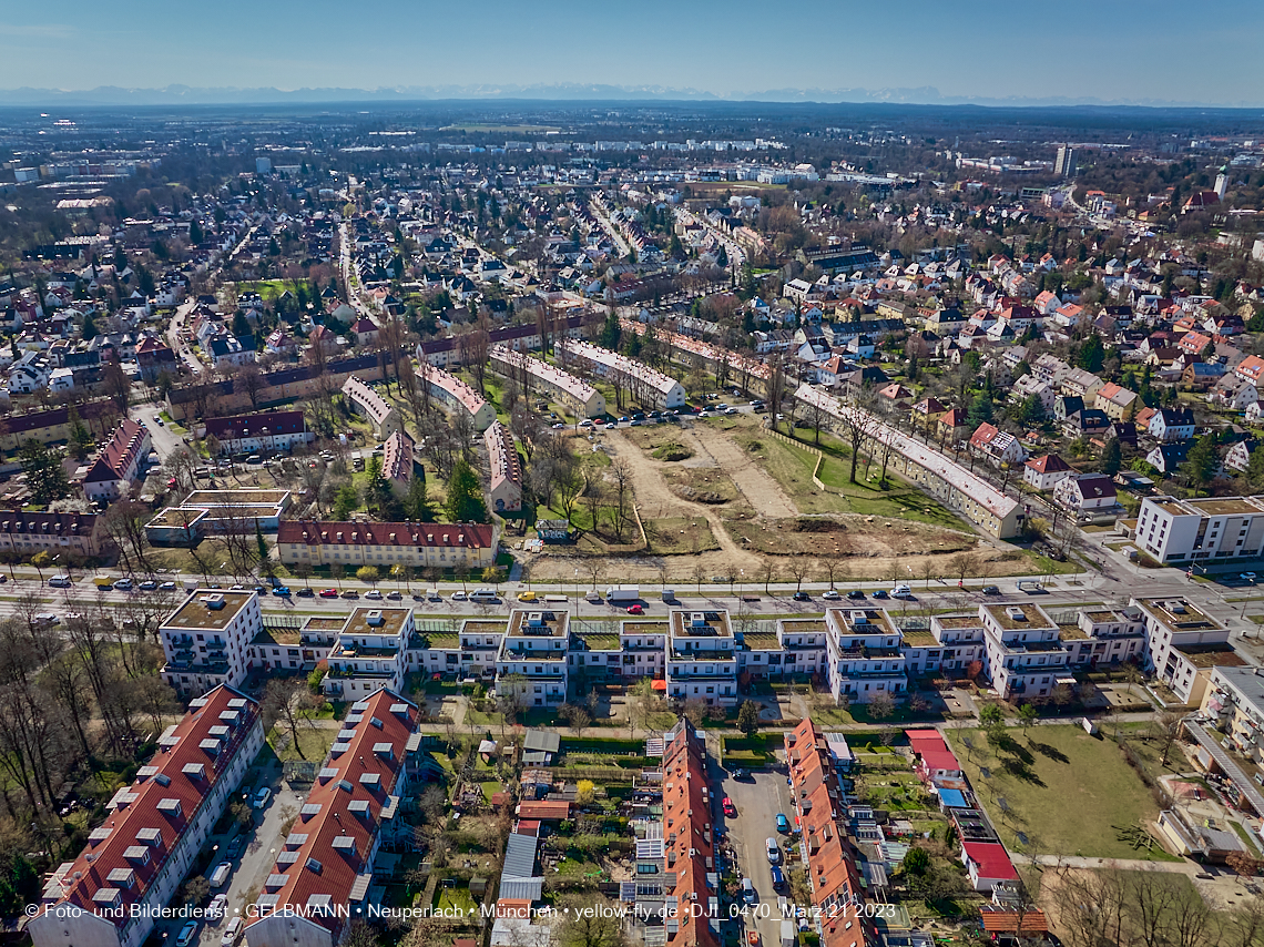 21.03.2023 - Luftbilder von der Baustelle Maikäfersiedlung in Berg am Laim